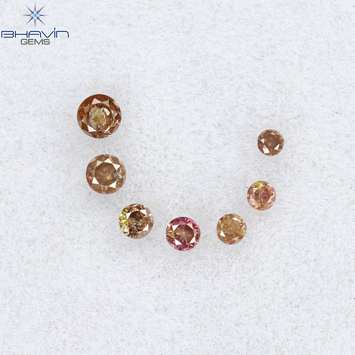 0.09 CT/7 ピース ラウンド シェイプ ナチュラル ルース ダイヤモンド ピンク カラー I3 クラリティ (1.75 MM)