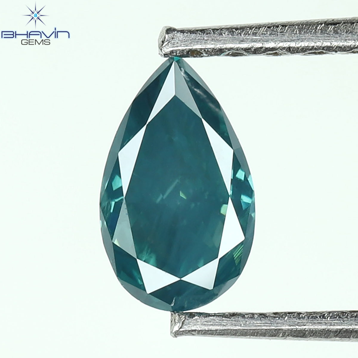 0.30 CT Pear Natural Diamond Enhanced Greenish Blue Color Clarity SI2 (3.41 MM)
