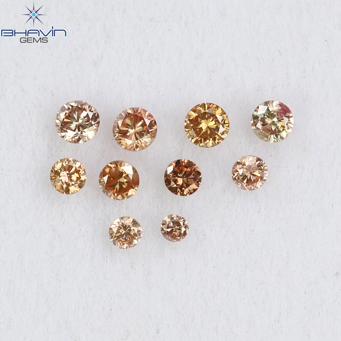 0.18 CT/10 Pcs Natural Round Diamond Enhanced Pink Color Clarity SI (1.90 MM)