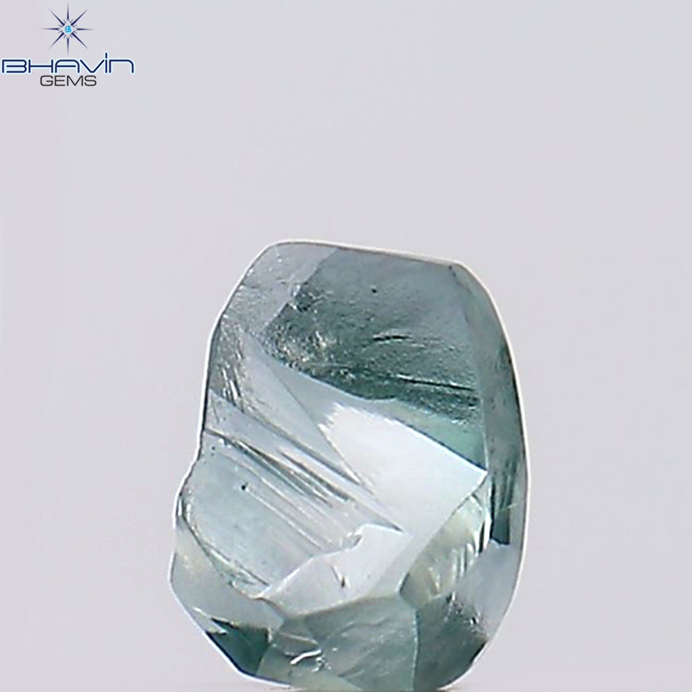 0.37 CT, Rough Shape, Natural Diamond, Greenish Blue Color, SI1 Clarity (4.45 MM)
