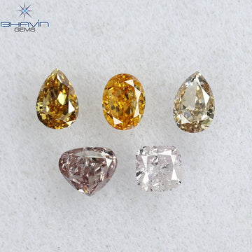 0.40 CT/5 Pcs Natural Mix Diamond Mix Fancy Color Clarity SI (3.30 MM)