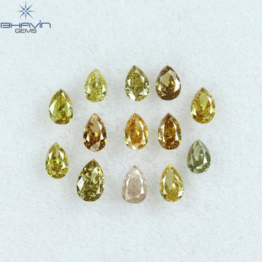 1.17 CT/13 Pcs Pear Shape Natural Diamond Mix Color SI Clarity (4.20 MM)