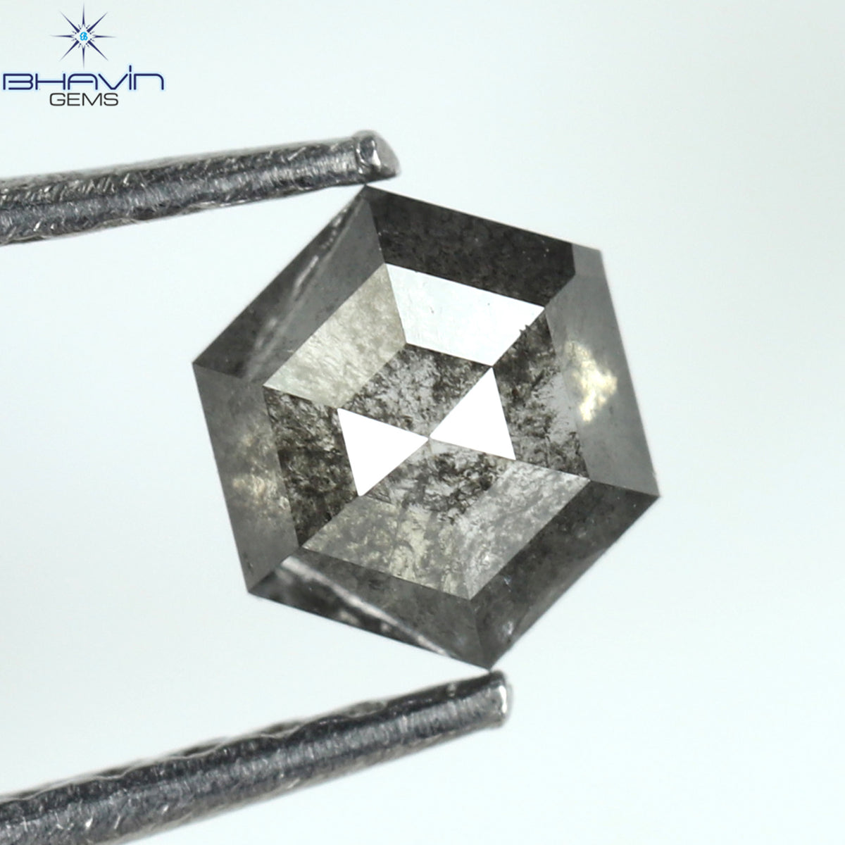 0.48 CT 六角形 天然ルース ダイヤモンド ソルト アンド ペッパー カラー I3 クラリティ (5.06 MM)