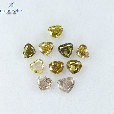 1.30 CT/10 Pcs Heart Shape Natural Diamond Mix Color SI2 Clarity (3.26 MM)
