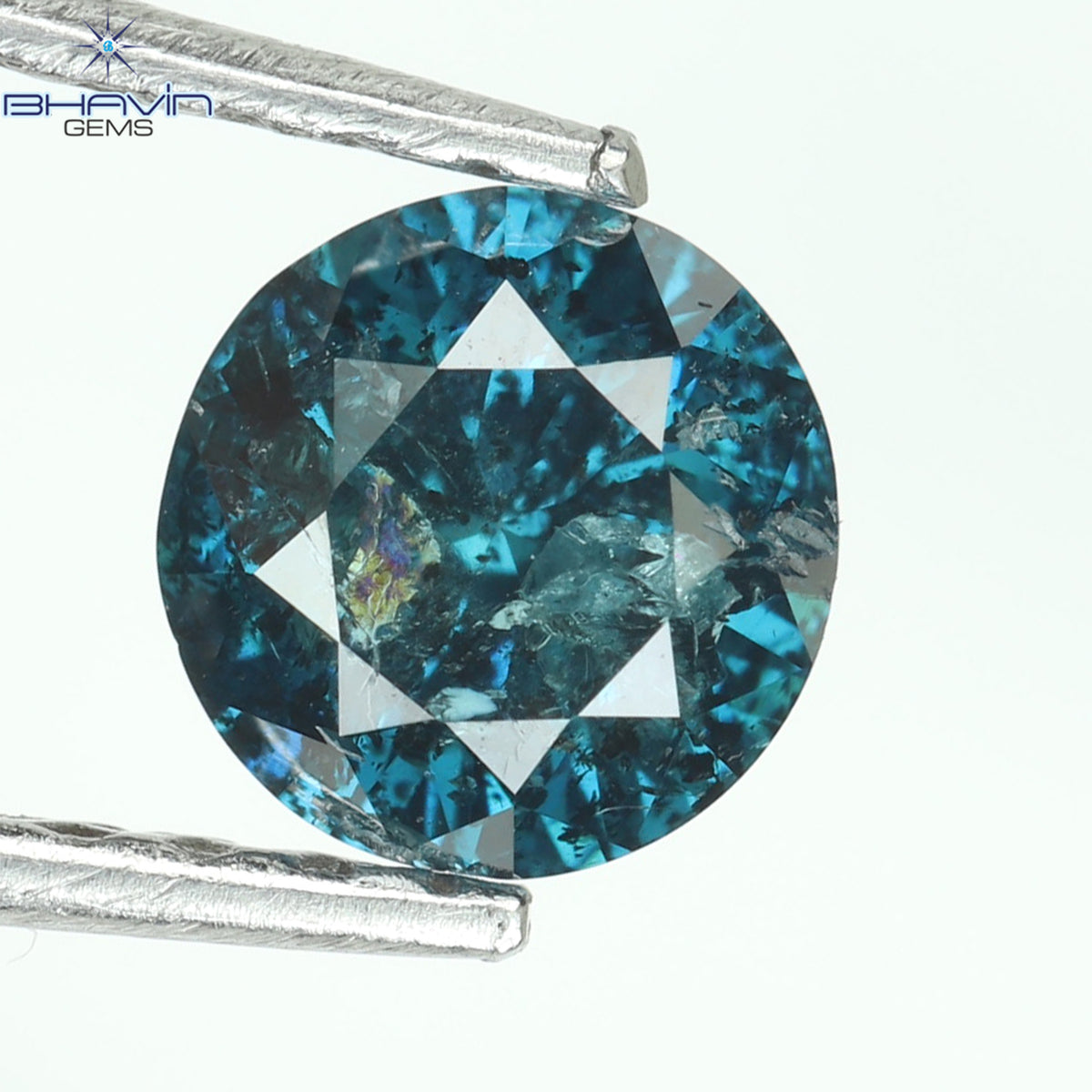 0.45 CT Natural Round Diamond Enhanced Blue Color Clarity I3 (4.86 MM)