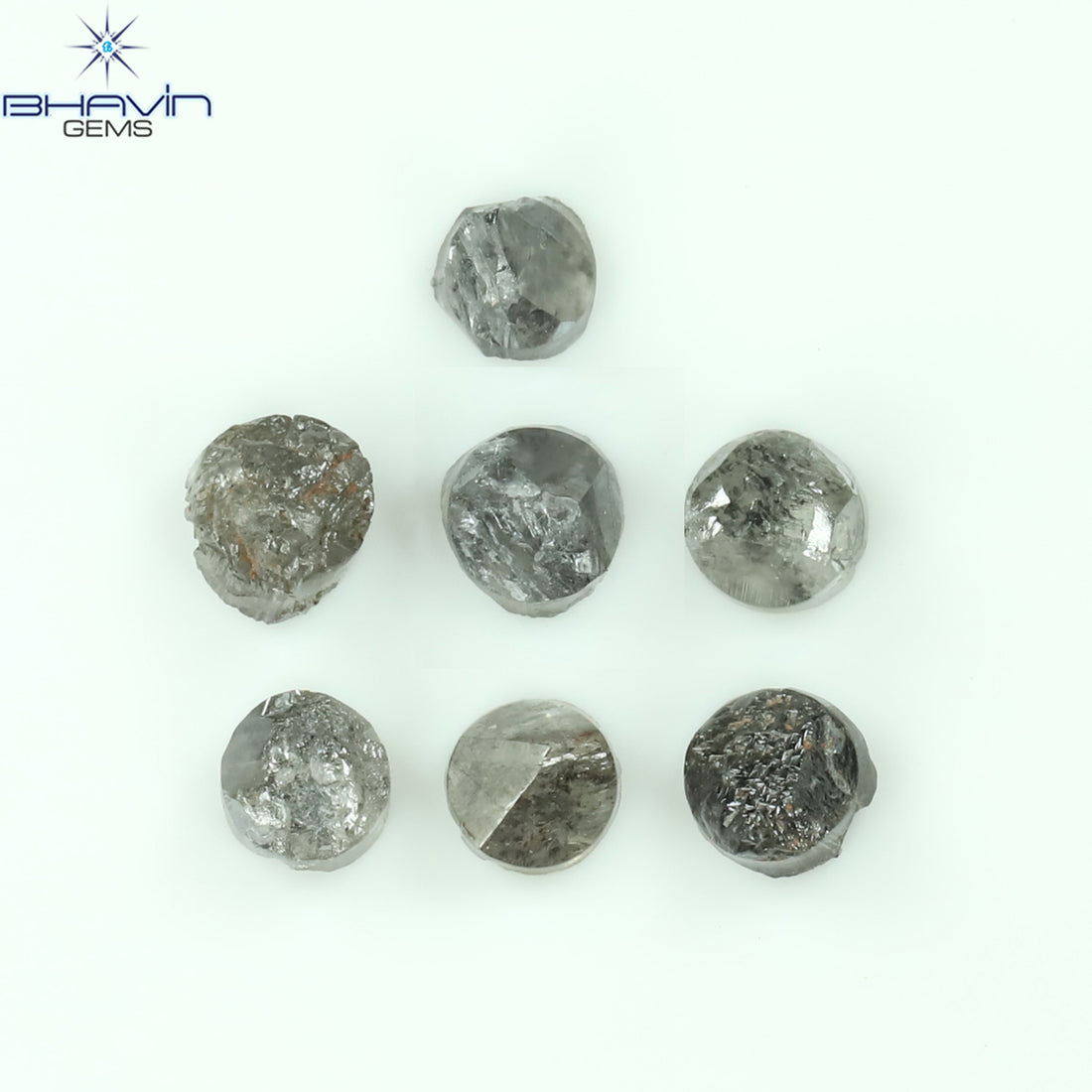1.17 CT/7 Pcs Natural Uncut Diamond Salt And Pepper Color Clarity I3 (3.10 MM)