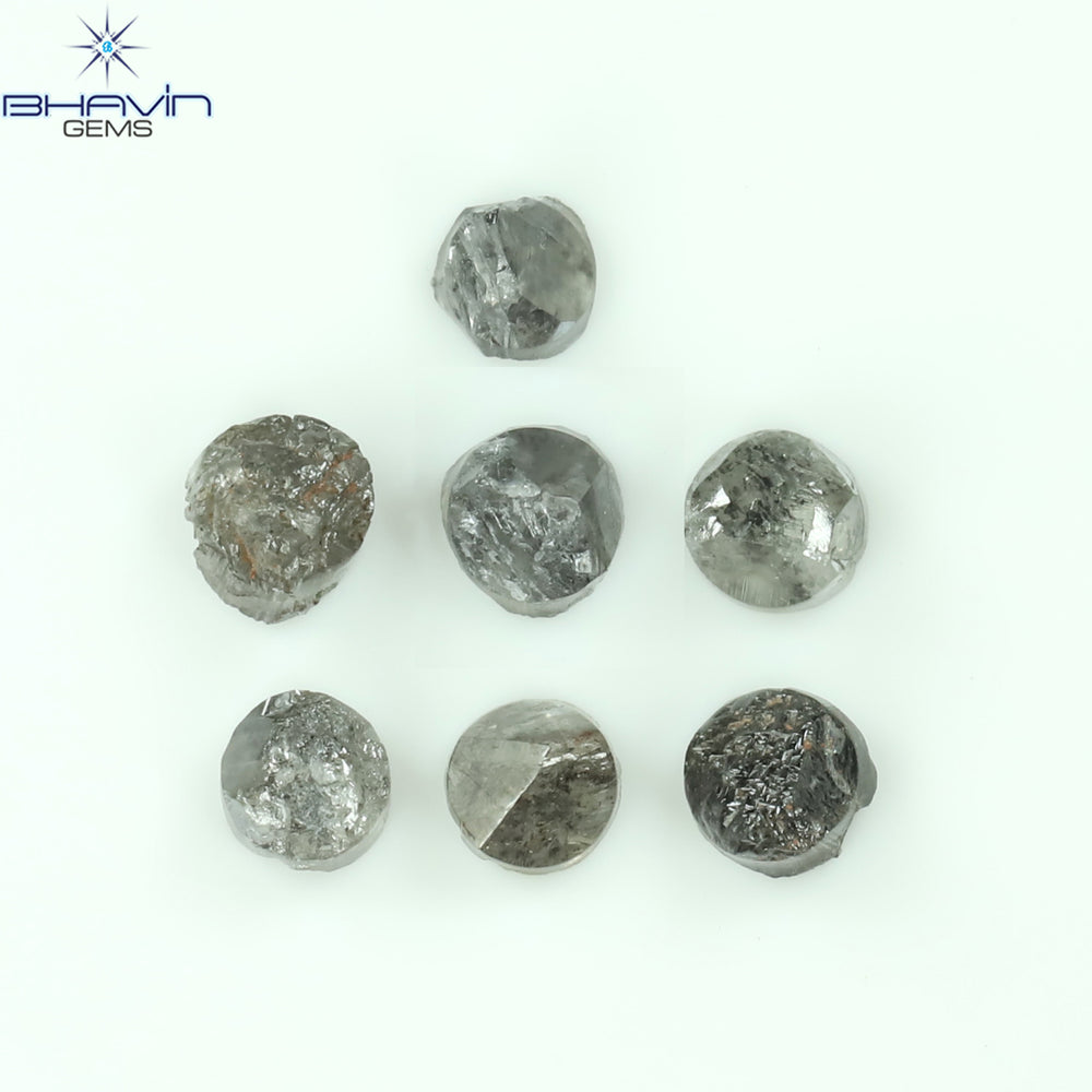 1.17 CT/7 Pcs Uncut Shape Salt And Pepper Natural Loose Diamond I3 Clarity (3.10 MM)