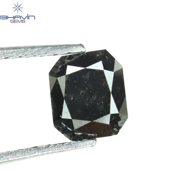 0.86 CT Radiant Shape Natural Diamond Black Color Opaque Clarity (5.52 MM)