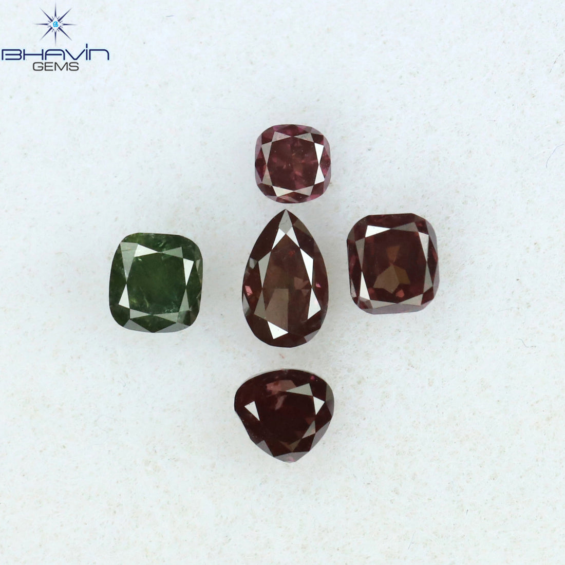 0.56 CT/5 Pcs Natural Mix Diamond Enhanced Pink Color Clarity SI2 (4.05 MM)