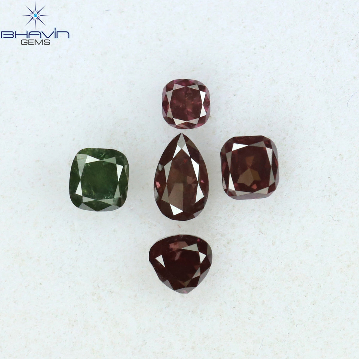 0.56 CT/5 Pcs Natural Mix Diamond Enhanced Pink Color Clarity SI2 (4.05 MM)