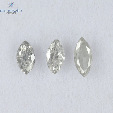 0.28 CT/3 Pcs Marquise Shape Natural Loose Diamond Salt And Pepper Color I2 Clarity (4.79 MM)