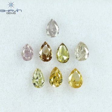 1.12 CT/8 Pcs Pear Shape Natural Diamond Mix Color SI2 Clarity (4.35 MM)