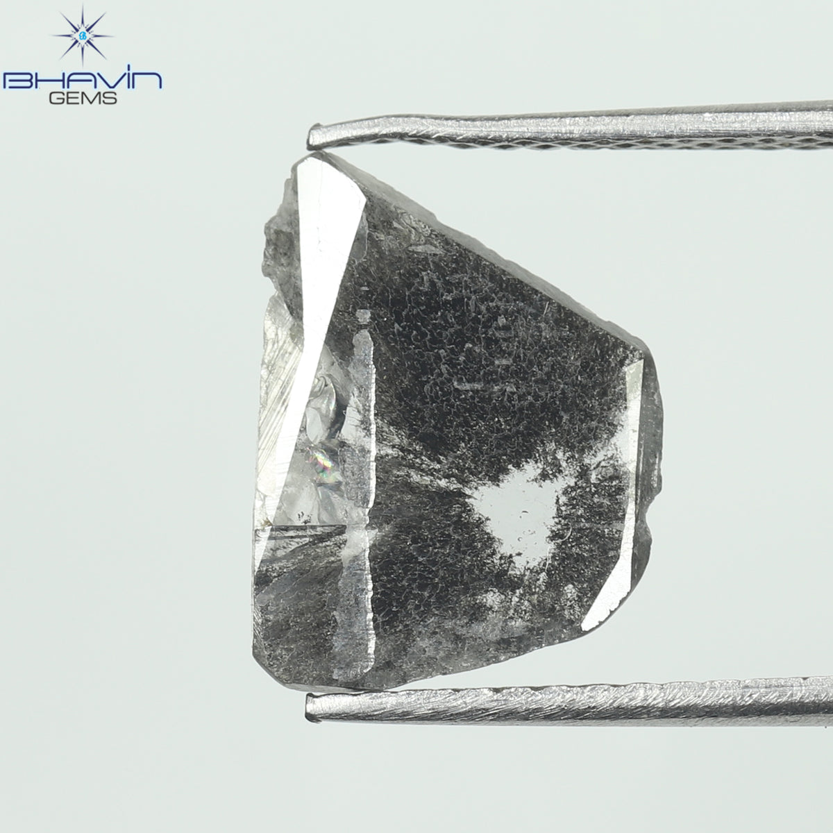 1.07 CT スライス シェイプ ナチュラル ダイヤモンド ソルト アンド ペッパー カラー I3 クラリティ (12.09 MM)
