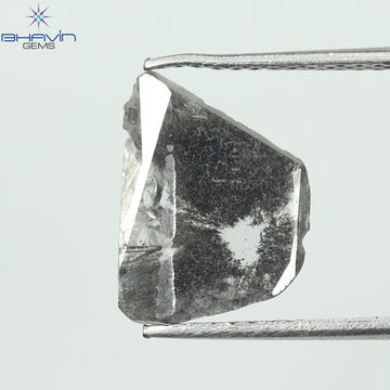1.07 CT スライス シェイプ ナチュラル ダイヤモンド ソルト アンド ペッパー カラー I3 クラリティ (12.09 MM)