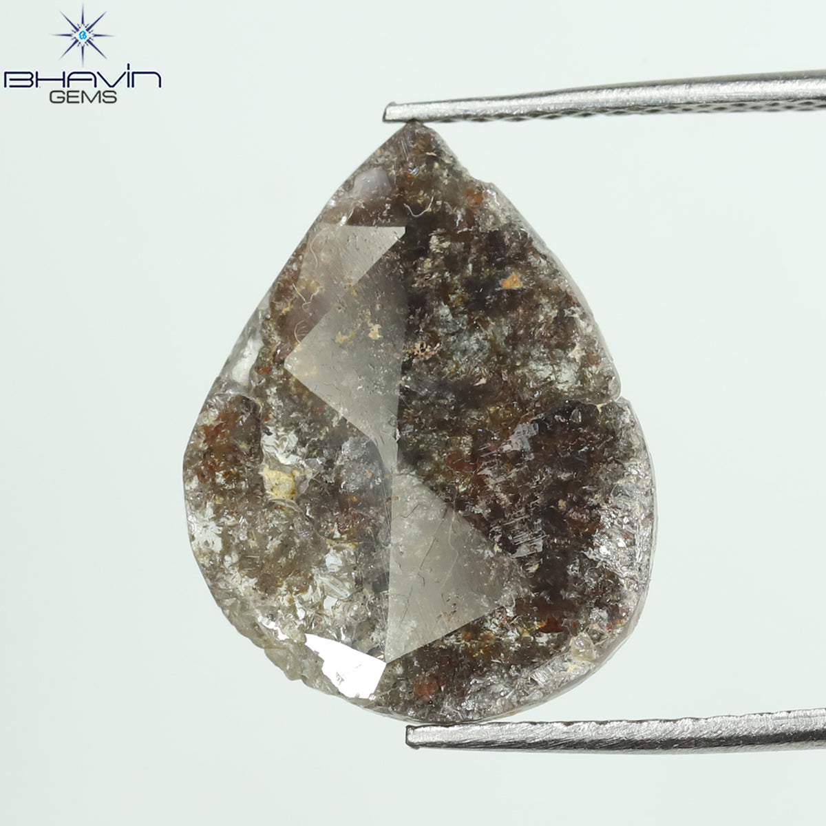 3.36 CT ペア スライス シェイプ ナチュラル ダイヤモンド ソルト アンド ペッパー カラー I3 クラリティ (15.82 MM)