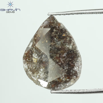 3.36 CT ペア スライス シェイプ ナチュラル ダイヤモンド ソルト アンド ペッパー カラー I3 クラリティ (15.82 MM)