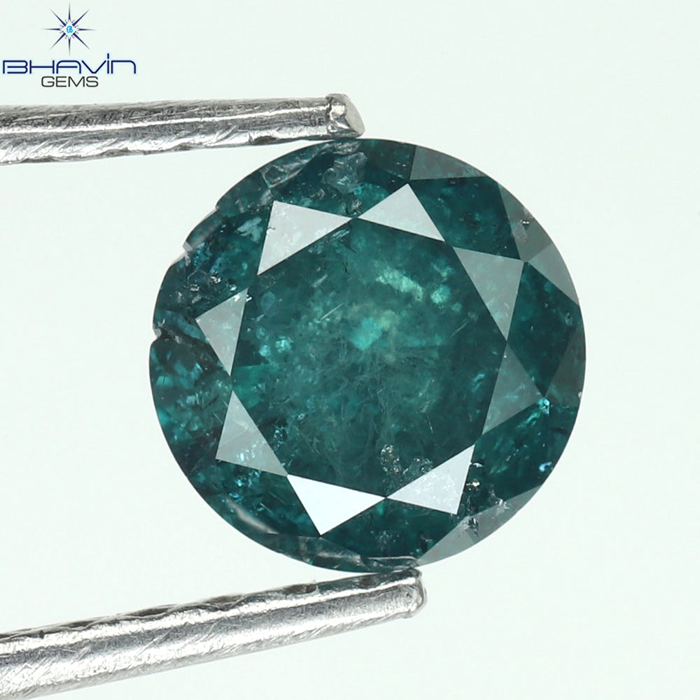 0.61 CT Natural Round Diamond Enhanced Blue Color Clarity I3 (5.22 MM)