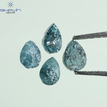 1.05 CT、ノーカット ポルキ シェイプ、天然ダイヤモンド、ブルー カラー、I3 クラリティ (5.42 MM)