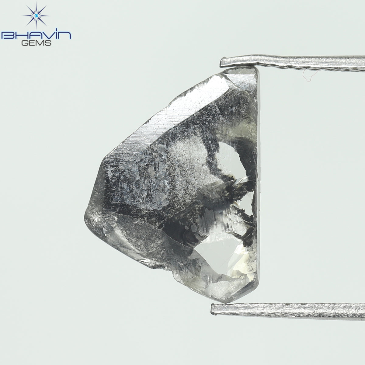 2.08 CT スライス シェイプ ナチュラル ダイヤモンド ソルト アンド ペッパー カラー I3 クラリティ (12.60 MM)