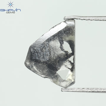 2.08 CT スライス シェイプ ナチュラル ダイヤモンド ソルト アンド ペッパー カラー I3 クラリティ (12.60 MM)