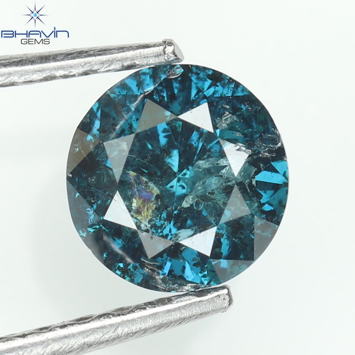 0.45 CT Natural Round Diamond Enhanced Blue Color Clarity I3 (4.86 MM)