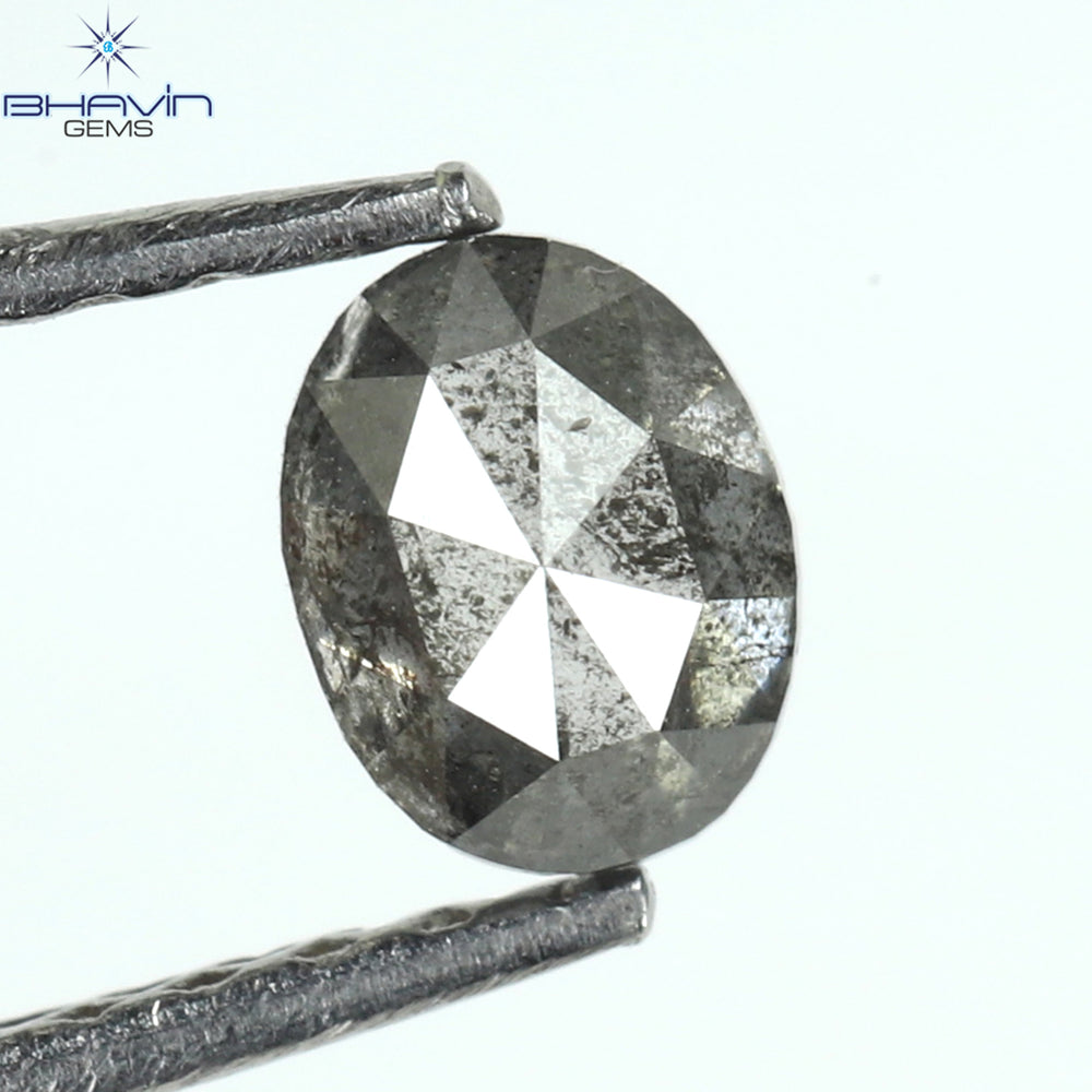 0.36 CT オーバルシェイプ ナチュラル ダイヤモンド ソルト アンド パッパー カラー I3 クラリティ (4.66 MM)