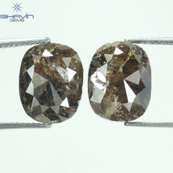 4.63 CT(2 Pcs) Oval Shape Natural Diamond Brown Color I3 Clarity (9.81 MM)