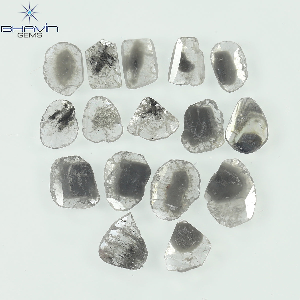 1.83 CT (16 Pcs) Slice Natural Diamond Salt And Pepper Color Clarity I3 (5.85 MM)