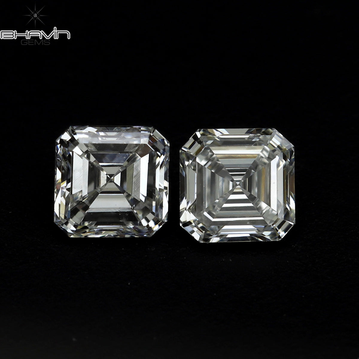 0.20 CT/2 Pcs Natural Asscher Diamond White (G+) Color Clarity VVS-VS (2.40 MM)