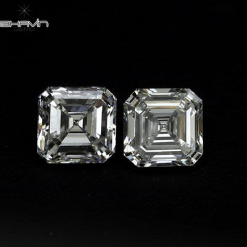 0.20 CT/2 Pcs Natural Asscher Diamond White (G+) Color Clarity VVS-VS (2.40 MM)