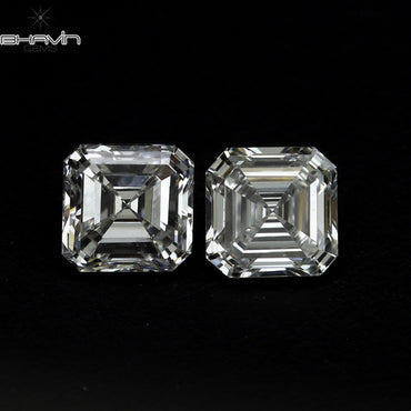 0.20 CT/2 Pcs Asscher Shape White (G+) Color Natural Loose Diamond VVS-VS Clarity (2.40 MM)