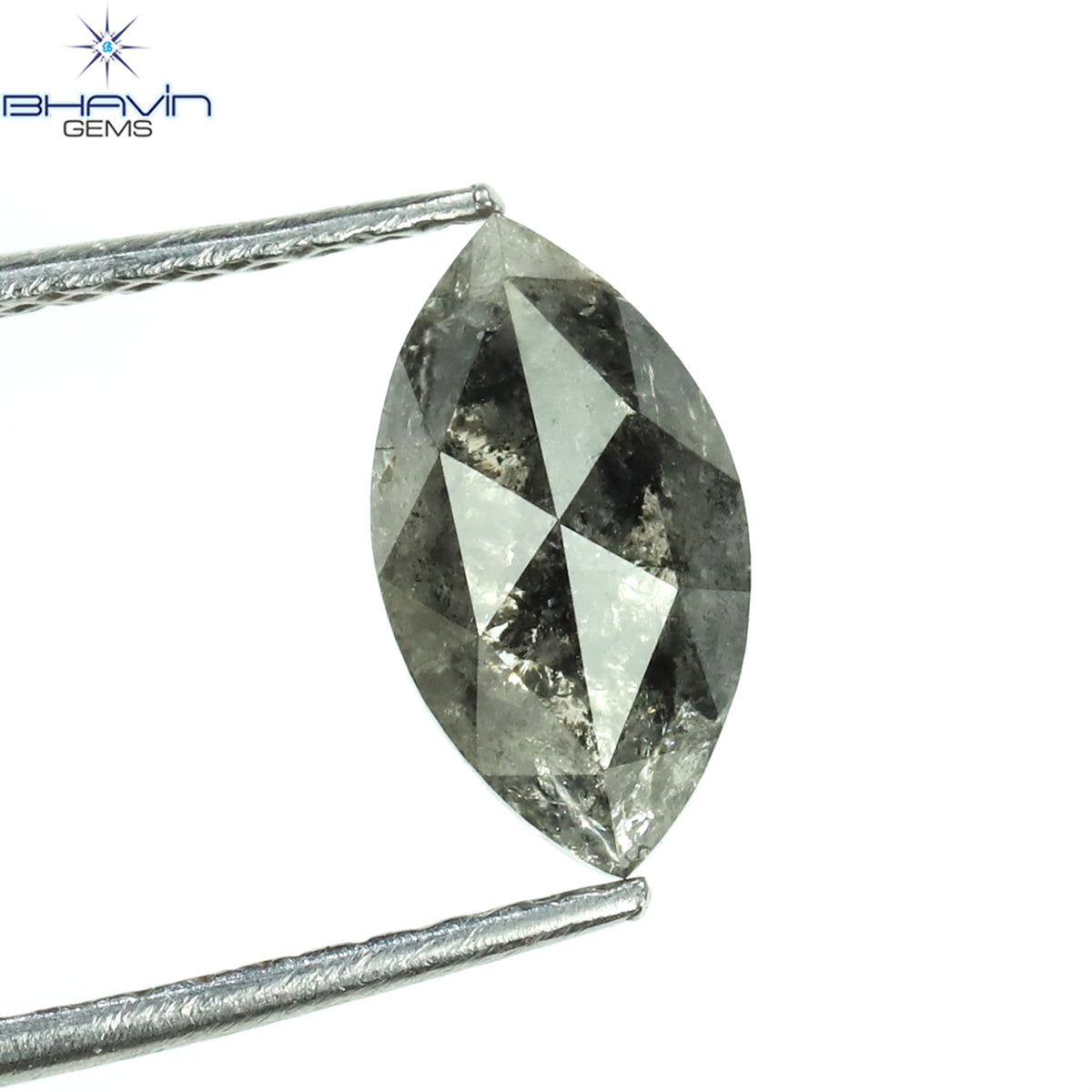 0.91 CT マーキス シェイプ ナチュラル ルース ダイヤモンド ソルト アンド ペッパー カラー I3 クラリティ (7.00 MM)