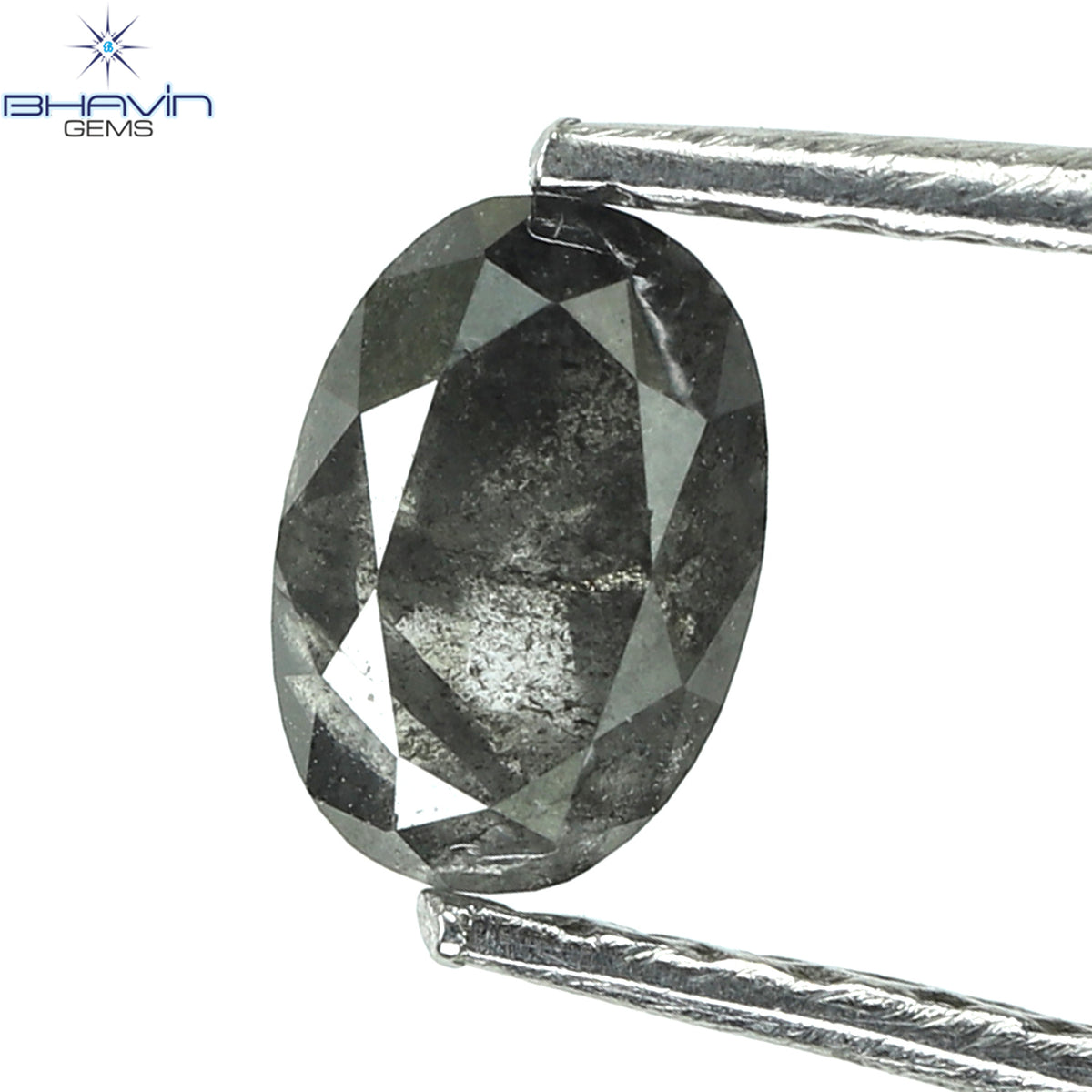 0.43 CT オーバルシェイプ ナチュラル ダイヤモンド ソルト アンド パッパー カラー I3 クラリティ (5.18 MM)