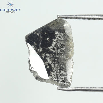 1.11 CT スライス形状 天然ダイヤモンド ソルト アンド ペッパー カラー I3 クラリティ (12.11 MM)