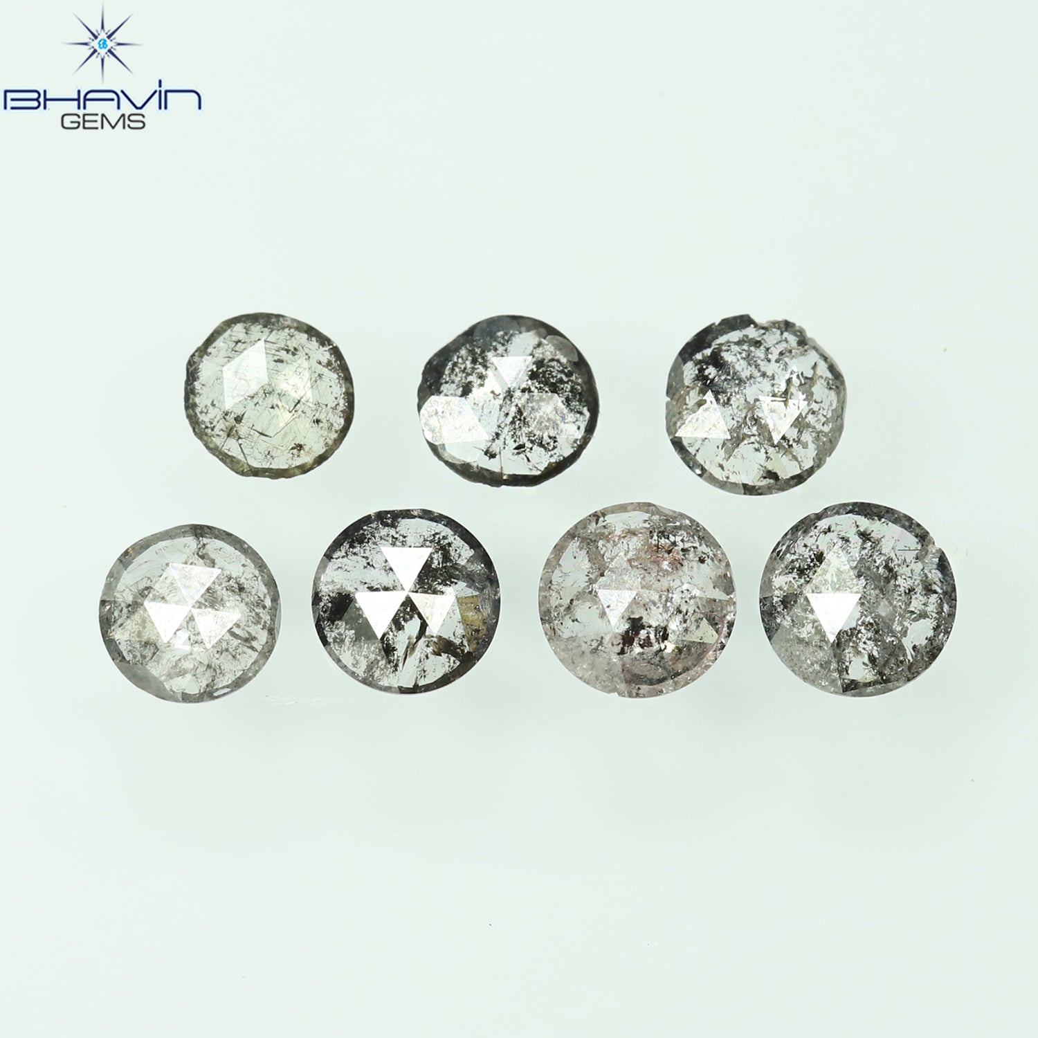0.55 CT/7 Pcs Round Rose Cut Shape Natural Loose Diamond Salt And Pepper Color I3 Clarity (3.26 MM)
