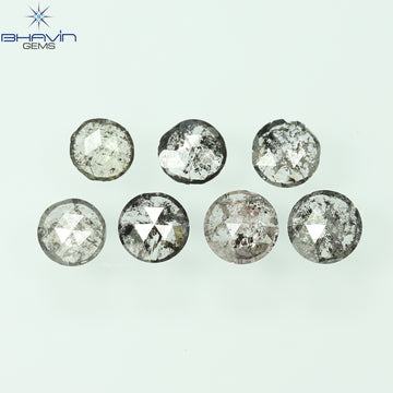 0.55 CT/7 Pcs Natural Round Rose Cut Diamond Salt And Pepper Color Clarity I3 (3.26 MM)