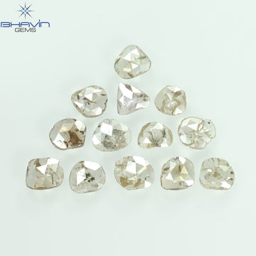 3.00 CT (13 個) ポルキ ローズカット シェイプ ナチュラル ダイヤモンド ブラウン カラー I2 クラリティ (5.57 MM)