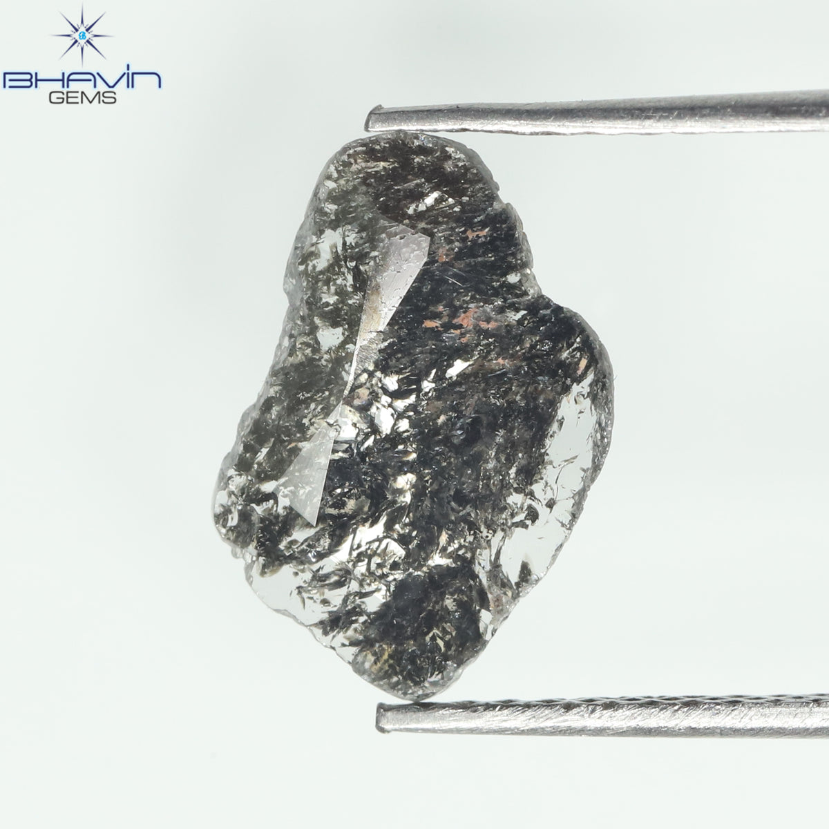 1.04 CT スライス シェイプ ナチュラル ダイヤモンド ソルト アンド ペッパー カラー I3 クラリティ (11.80 MM)