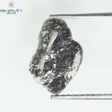 1.04 CT スライス シェイプ ナチュラル ダイヤモンド ソルト アンド ペッパー カラー I3 クラリティ (11.80 MM)