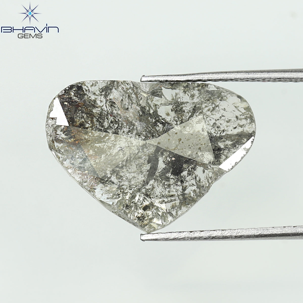3.50 CT Natural Heart Slice Diamond Salt And Pepper Color Clarity I3 (14.31 MM)