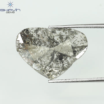 3.50 CT Natural Heart Slice Diamond Salt And Pepper Color Clarity I3 (14.31 MM)