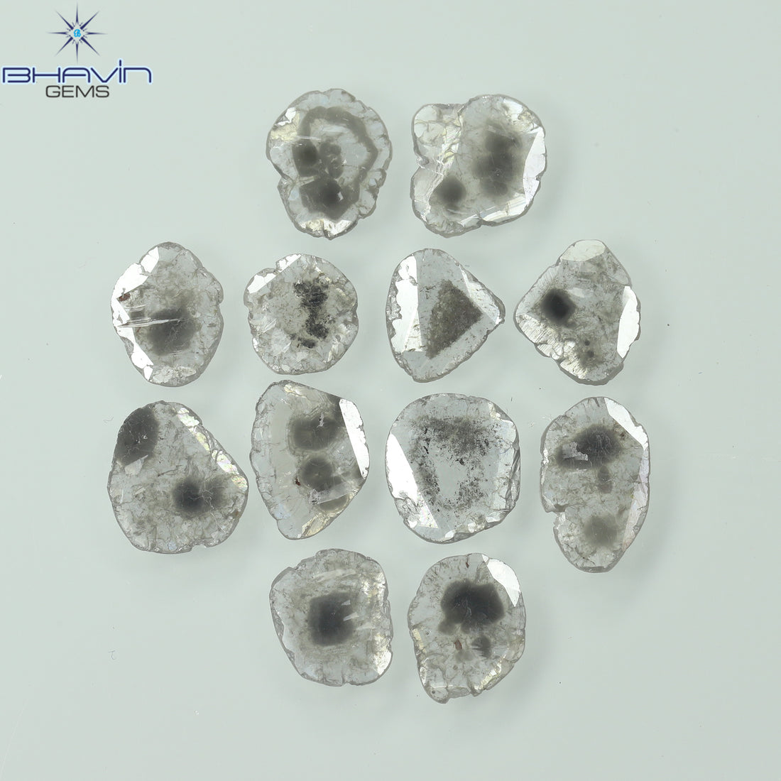 2.46 CT (12 Pcs) Slice Natural Diamond Salt And Pepper Color Clarity I3 (7.09 MM)