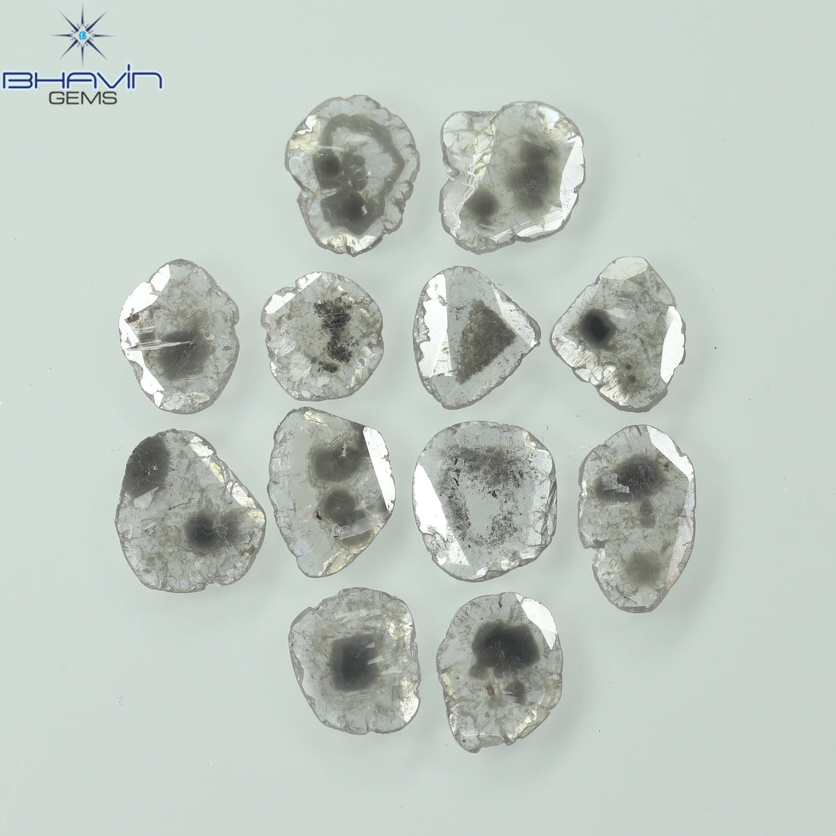 2.46 CT (12 Pcs) Slice Natural Diamond Salt And Pepper Color Clarity I3 (7.09 MM)