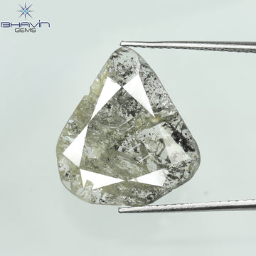 3.23 CT Natural Pear Slice Diamond Salt And Pepper Color Clarity I3 (16.28 MM)