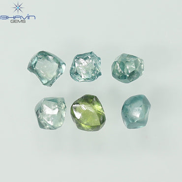 1.17 CT、ラフシェイプ、天然ダイヤモンド、緑がかった青色、VS2 クラリティ (3.55 MM)