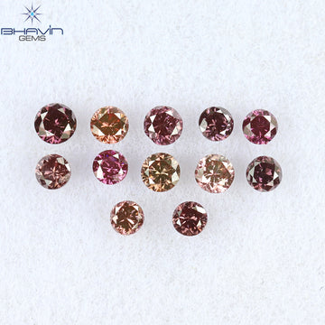0.22 CT/12 ピース ラウンド シェイプ ナチュラル ルース ダイヤモンド ピンク カラー VS-SI クラリティ (1.75 MM)