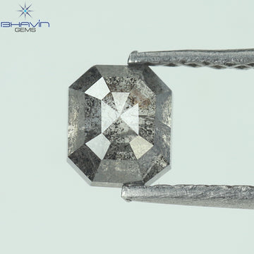0.61 CT エメラルド シェイプ ナチュラル ルース ダイヤモンド ソルト アンド ペッパー カラー I3 クラリティ (4.77 MM)