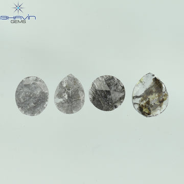 0.92 CT スライス形状 天然ダイヤモンド ソルト アンド ペッパー カラー I3 クラリティ (10.75 MM)