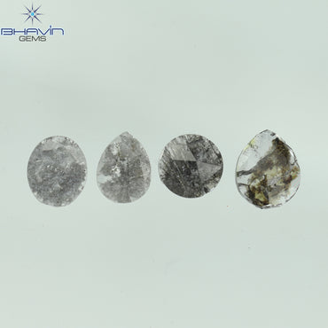 0.98 CT/4 Pcs Mix Slice Shape Natural Diamond  Salt And Pepper Color I3 Clarity (6.44 MM)