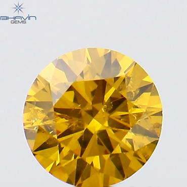 0.18 CT Round Shape Natural Diamond Orange Yellow Color SI2 Clarity (3.69 MM)